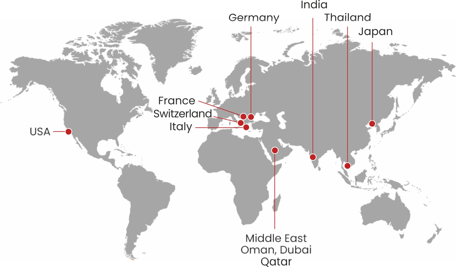 Primus Techsystems global presence across USA, Europe, Middle East, Africa, and India